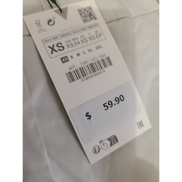 Zara Pants Xs Gray  Pareo Wrap Waist 14"  Straight Wide Leg Flowy 7385 423 - Picture 9 of 9